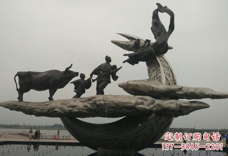 济南不锈钢牛郎织女雕塑传说中的爱情