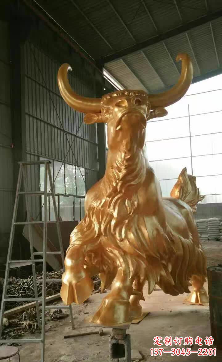 济南不锈钢城市钛金牦牛雕塑