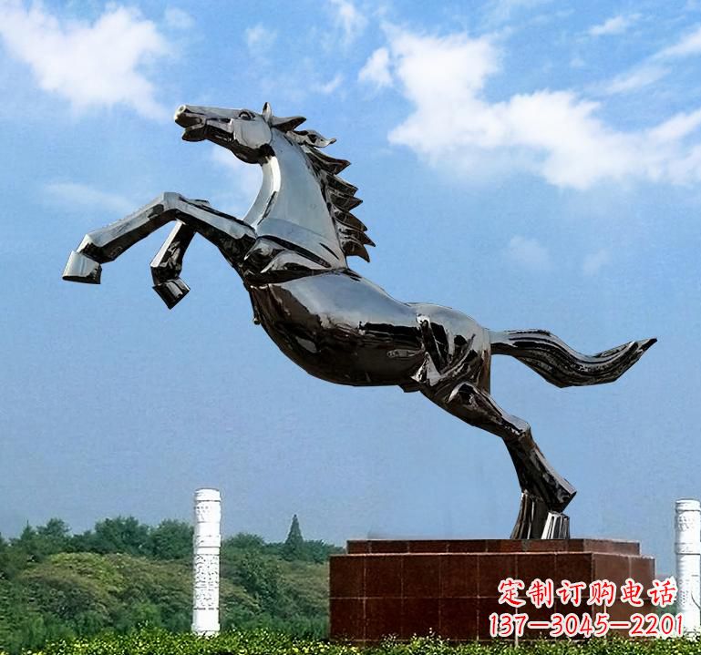 济南不锈钢城市艺术奔马雕塑精美的艺术之作