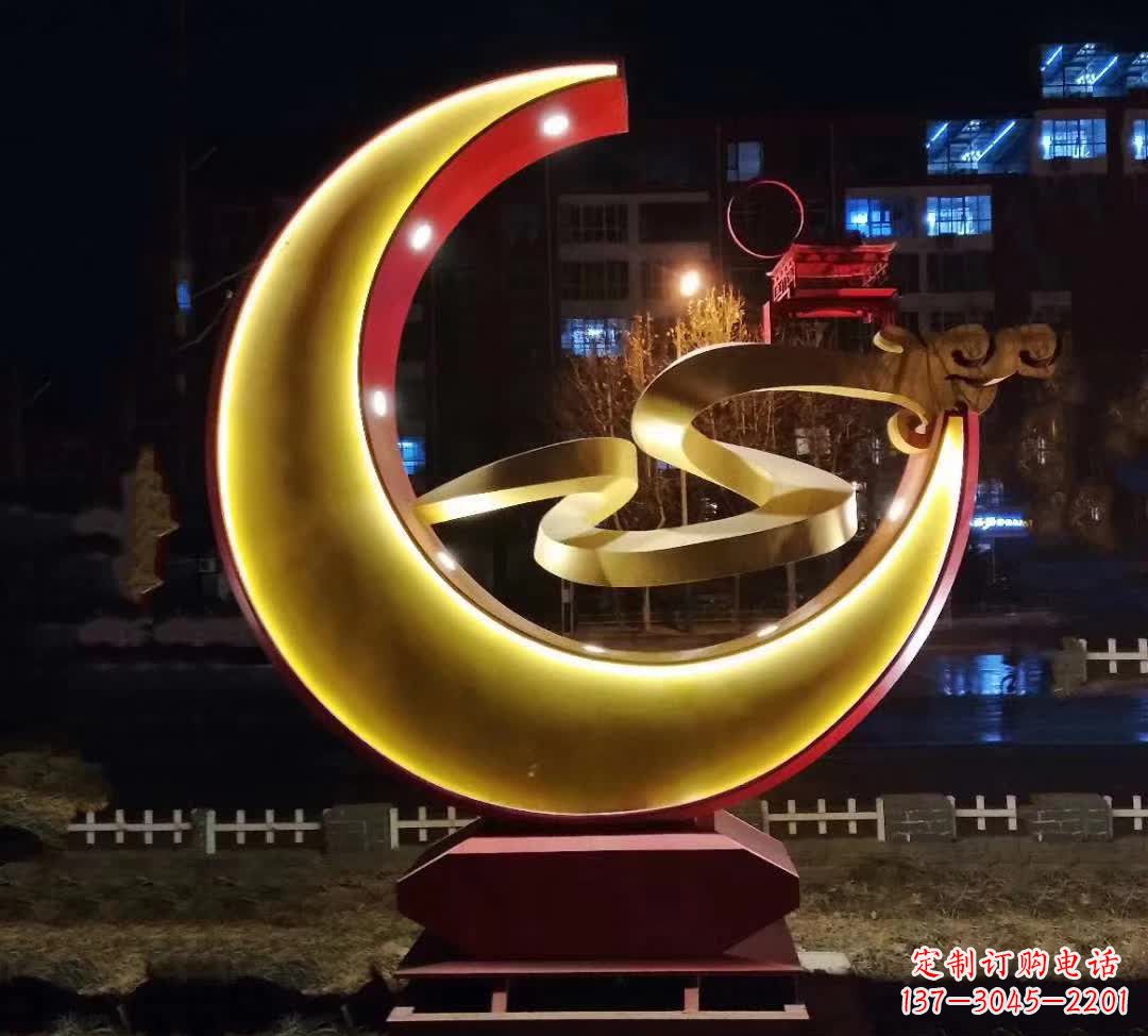 济南绚丽的不锈钢月亮雕塑
