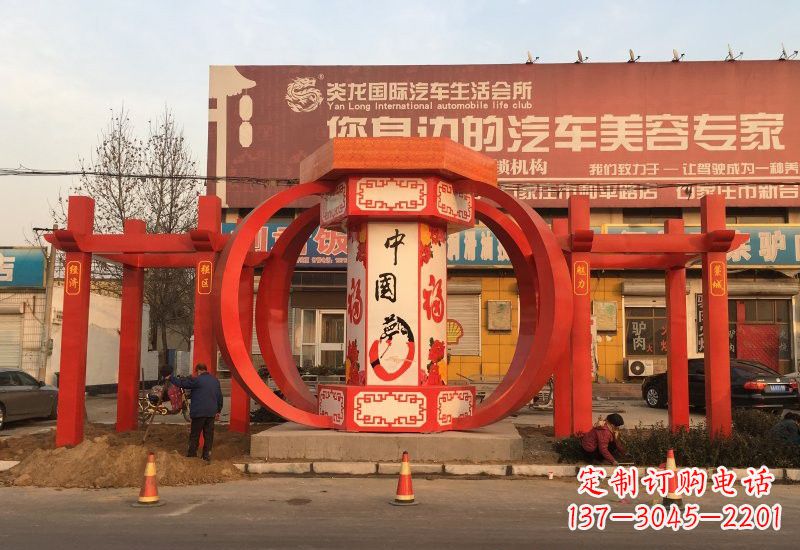 济南不锈钢灯笼雕塑——中国梦的象征