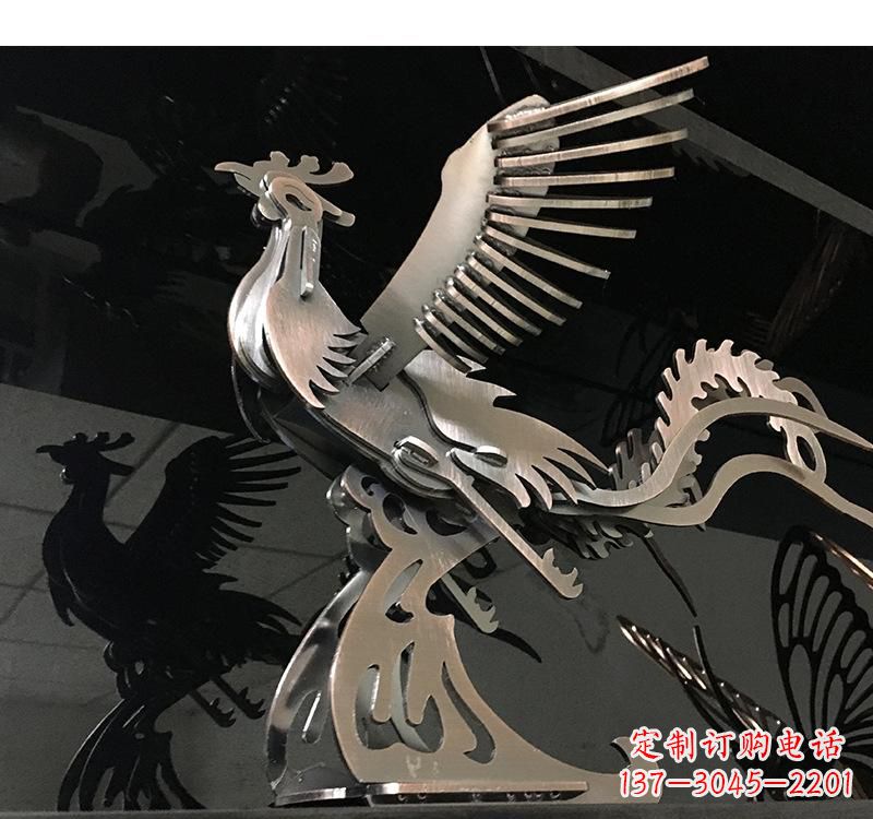 济南不锈钢凤凰雕塑精美的艺术品