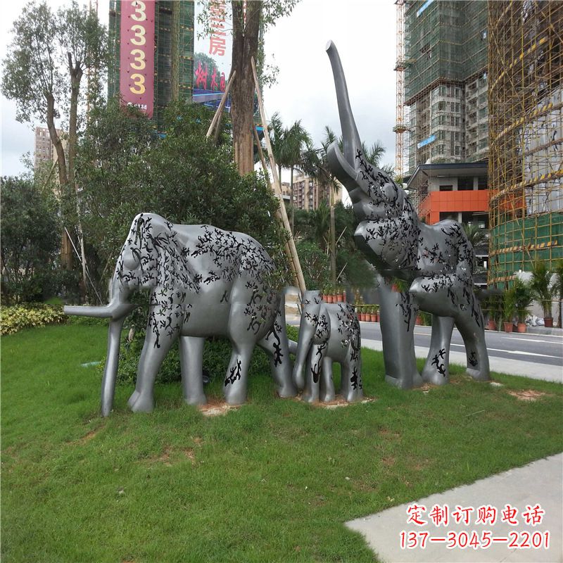 济南不锈钢大象雕塑小区园林的精美装饰