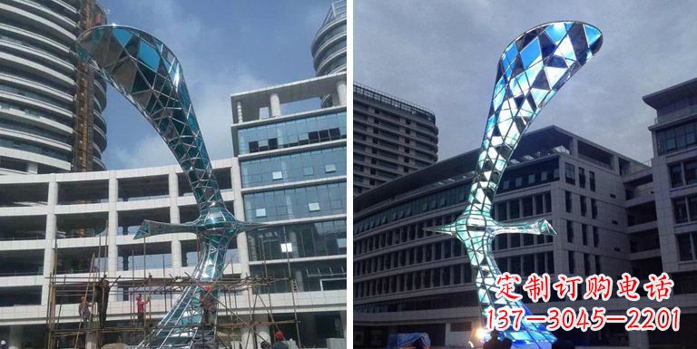 济南大雁景观雕塑——精美不锈钢艺术品