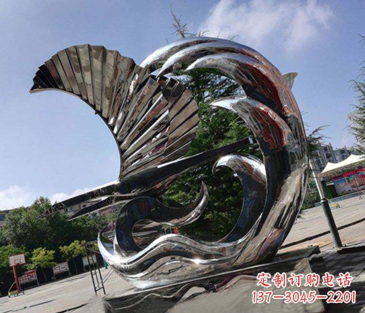 济南不锈钢帆船雕塑象征海上生活的艺术精品