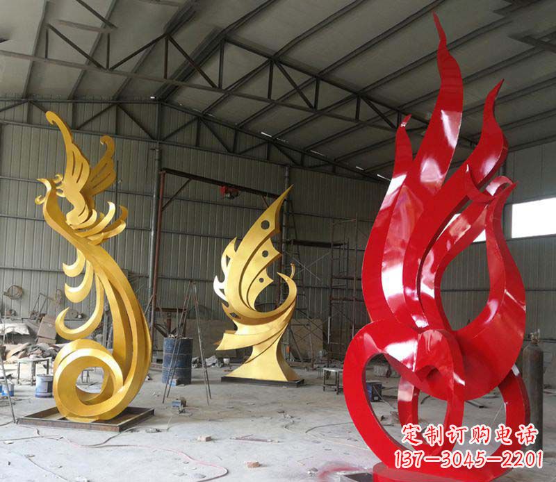 济南不锈钢抽象凤凰雕塑
