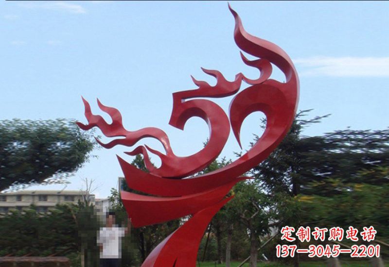 济南不锈钢凤凰涅槃雕塑——象征着新生