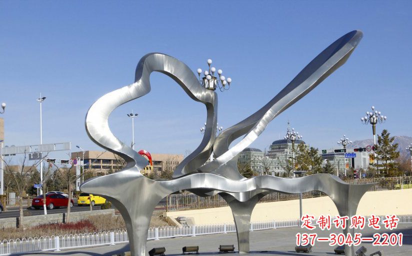 济南不锈钢抽象钢琴广场雕塑