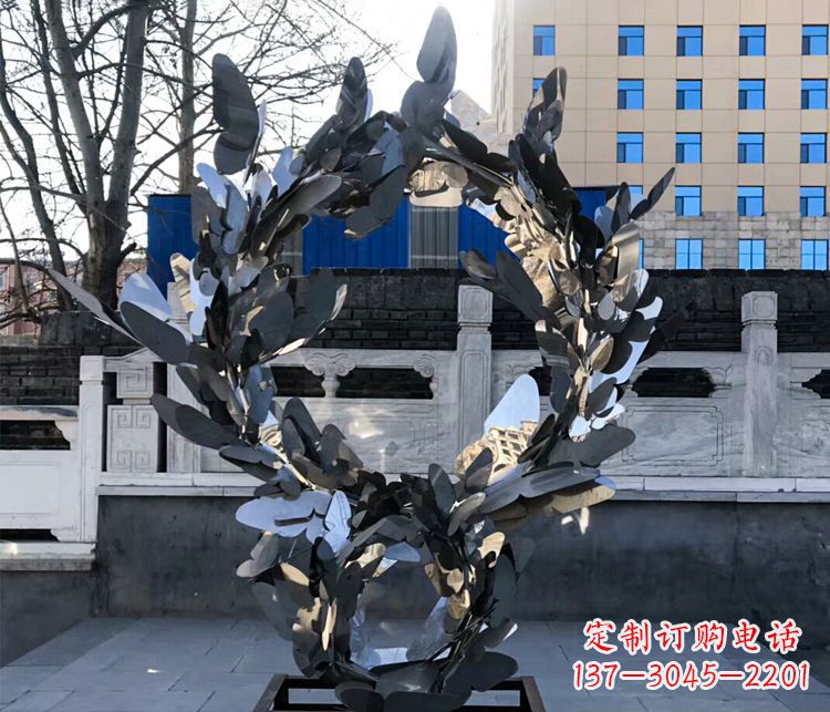 济南不锈钢蝴蝶花环景观雕塑