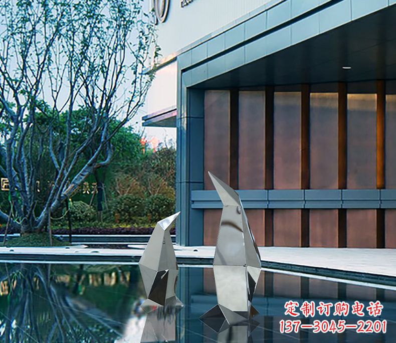 济南不锈钢企鹅雕塑一件来自大自然的艺术品