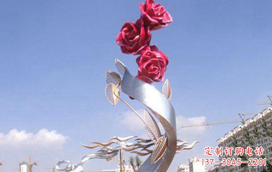 济南精美不锈钢玫瑰雕塑