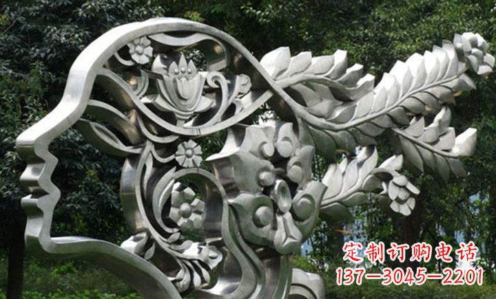 济南不锈钢抽象美女头像雕塑