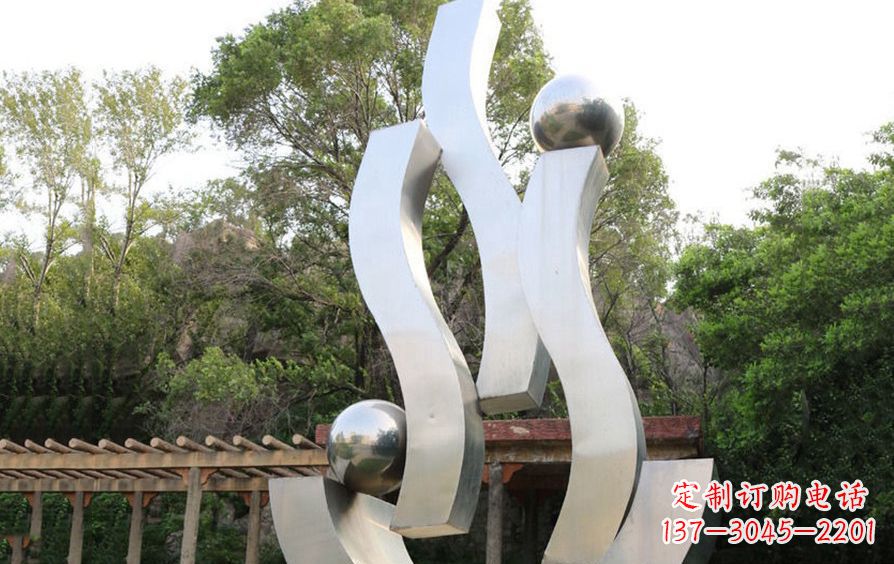 济南不锈钢飘带雕塑美化小区景观