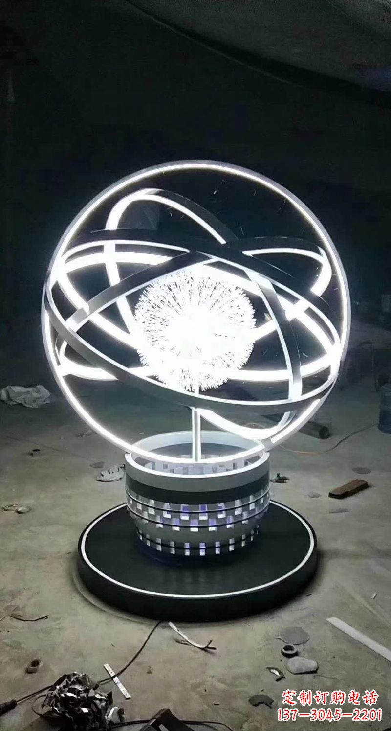 济南不锈钢蒲公英圆环雕塑艺术之美