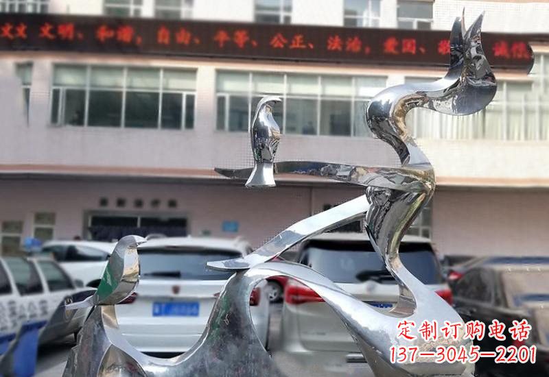 济南不锈钢抽象人物和平鸽雕塑