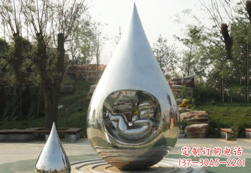 济南不锈钢水滴雕塑缔造生命之源