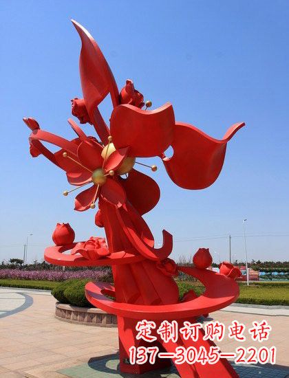 济南不锈钢石榴花雕塑艺术与美学的完美结合