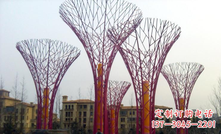 济南不锈钢树枝雕塑——点缀城市景观
