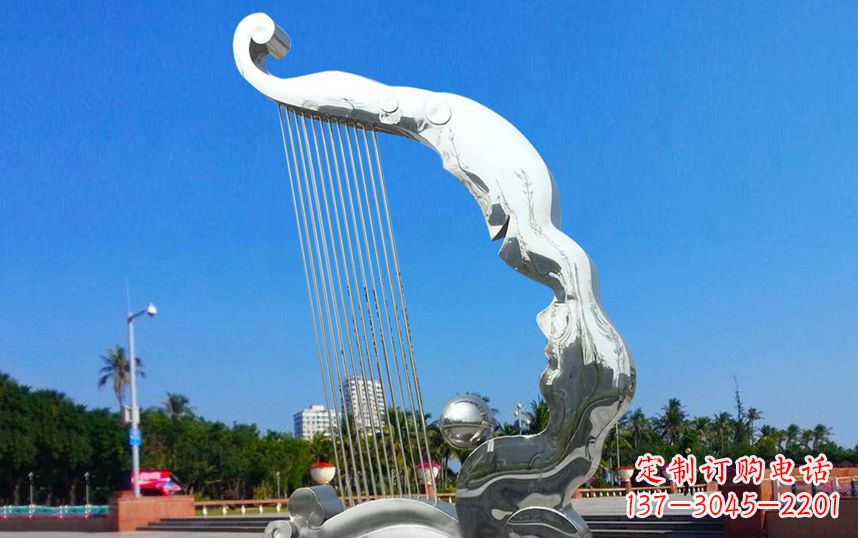 济南不锈钢竖琴广场雕塑