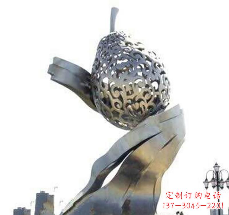 济南不锈钢梨雕塑艺术结合精美外形