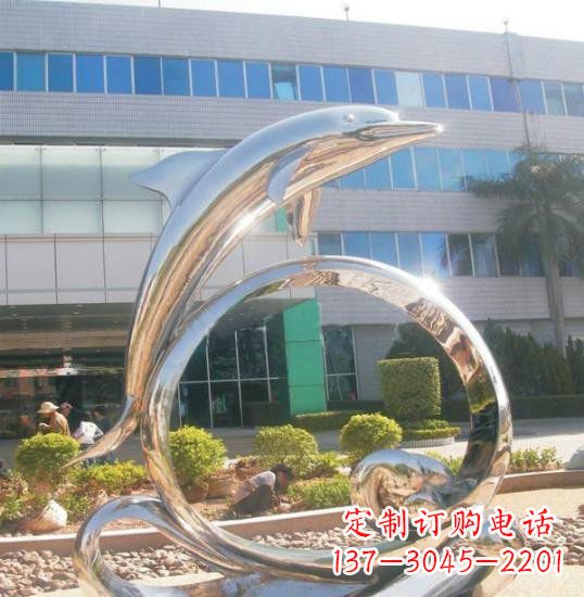 济南不锈钢海豚雕塑精致而灵动
