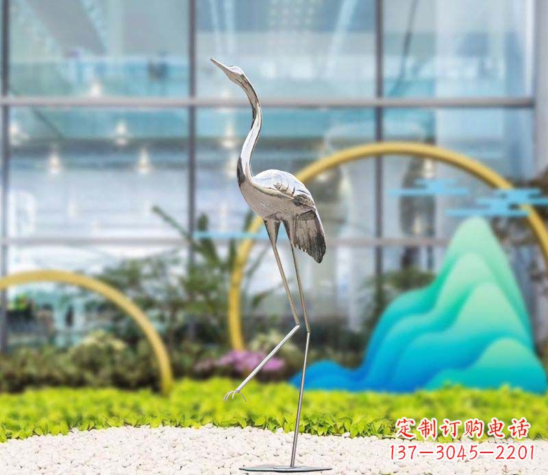 济南不锈钢仙鹤雕塑传承中国古典文化