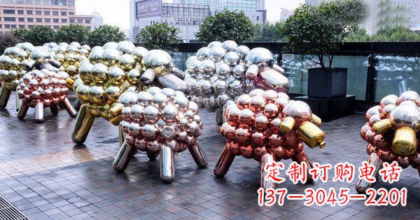 济南不锈钢抽象小羊肖恩动物广场雕塑