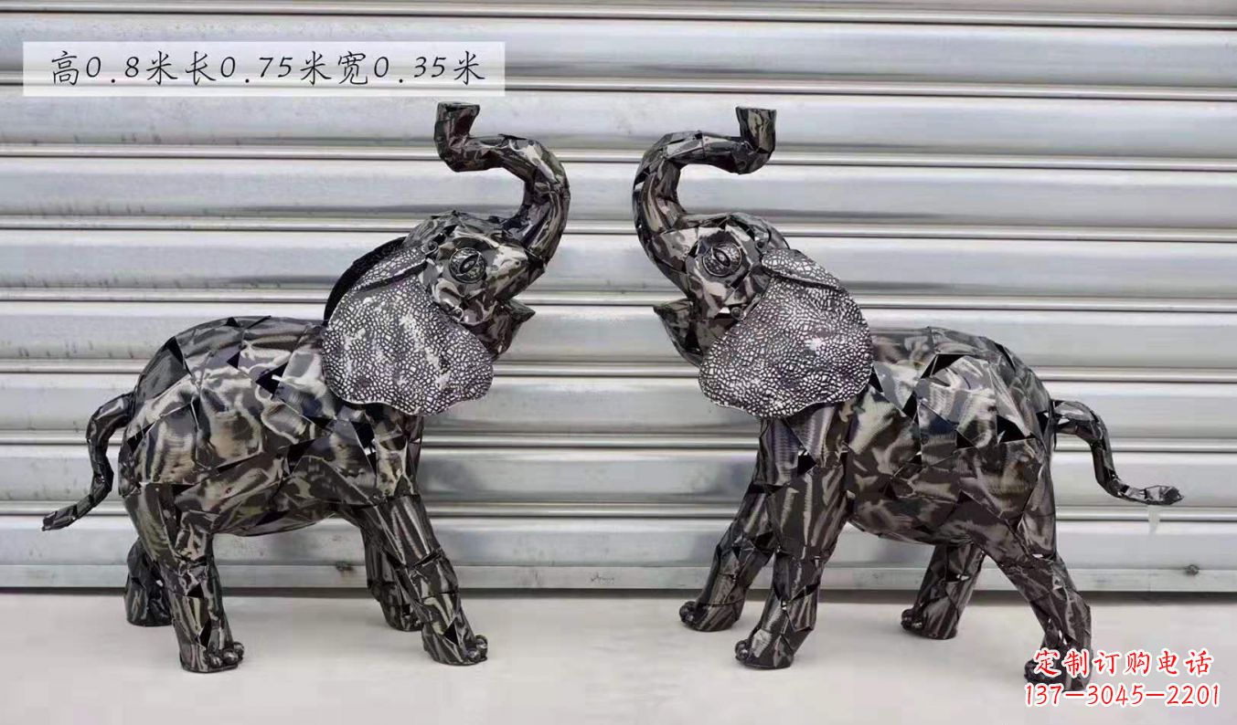 济南不锈钢大象雕塑精美的摆件装饰