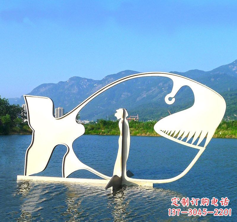 济南不锈钢大型抽象鲸鱼雕塑