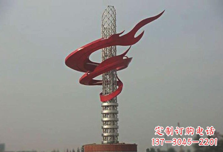 济南不锈钢大型抽象火炬雕塑