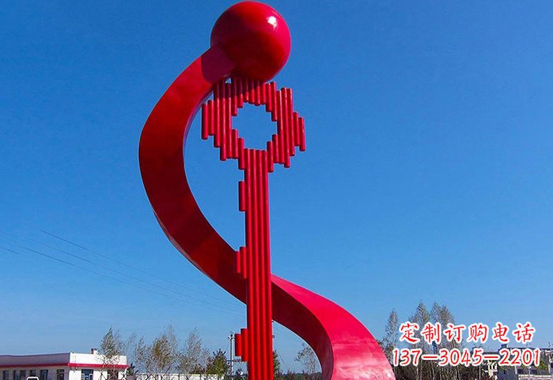 济南不锈钢大型抽象钥匙雕塑