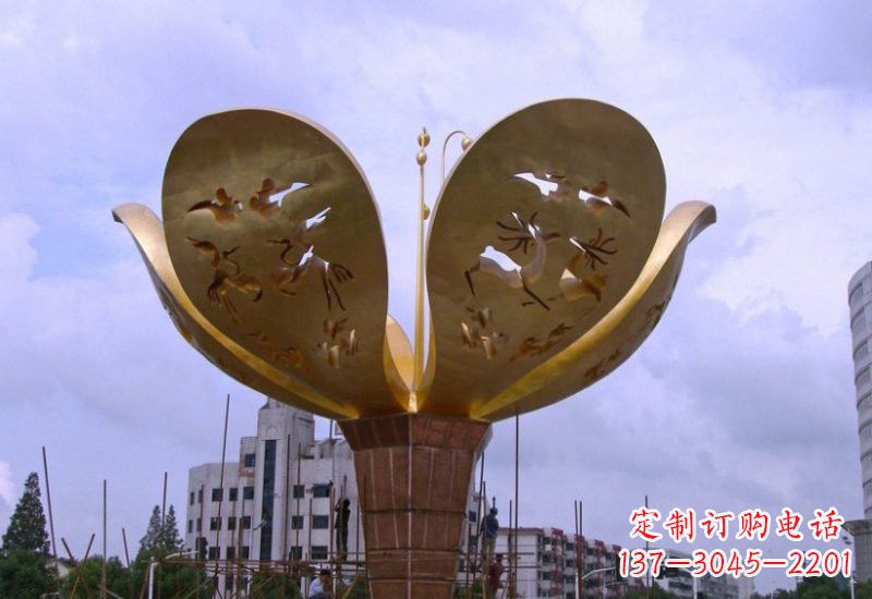 济南大型不锈钢紫荆花雕塑