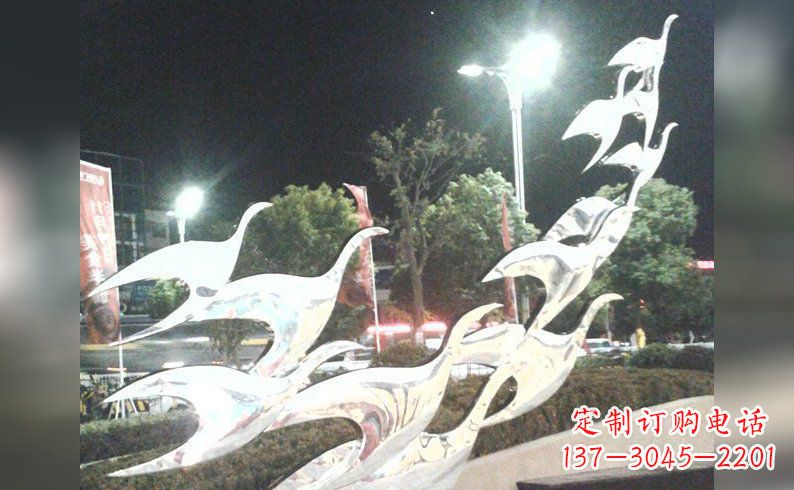 济南不锈钢大雁雕塑——灿烂的翱翔