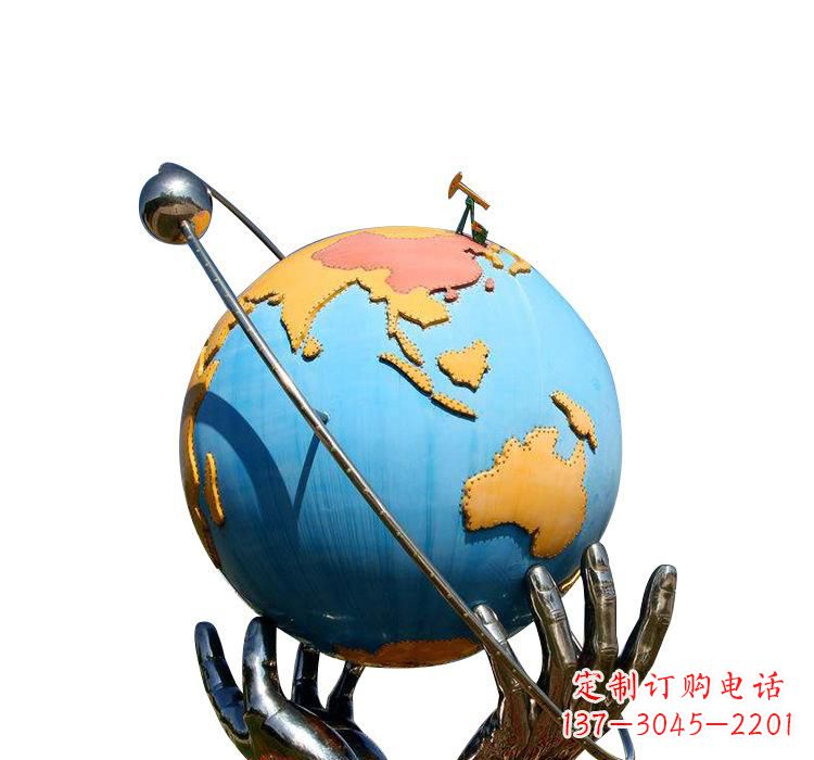 济南不锈钢地球雕塑象征着世界和平