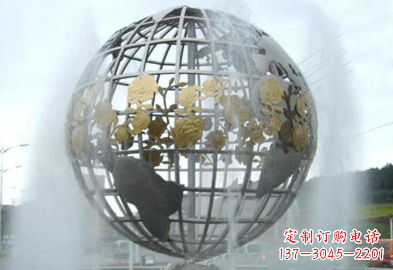 济南不锈钢地球仪雕塑象征着地球家园