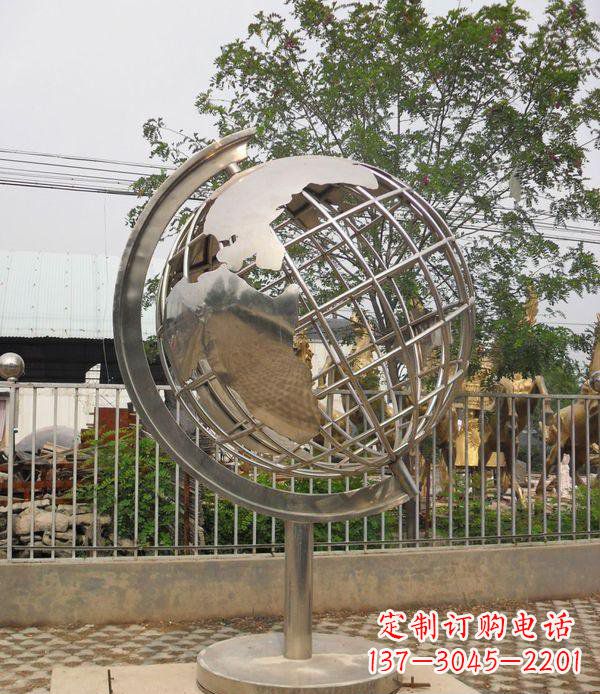 济南精美不锈钢地球仪雕塑点缀校园美景
