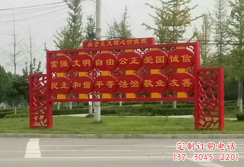 济南不锈钢灯笼雕塑传承社会主义核心价值观