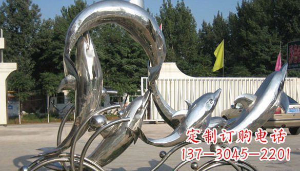 济南不锈钢海豚雕塑精美雕刻展现海洋之美