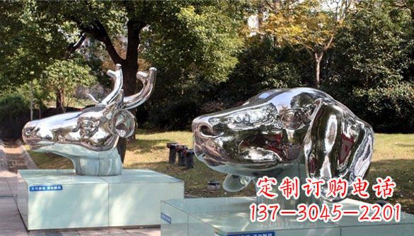 济南动物十二生肖头像不锈钢雕塑