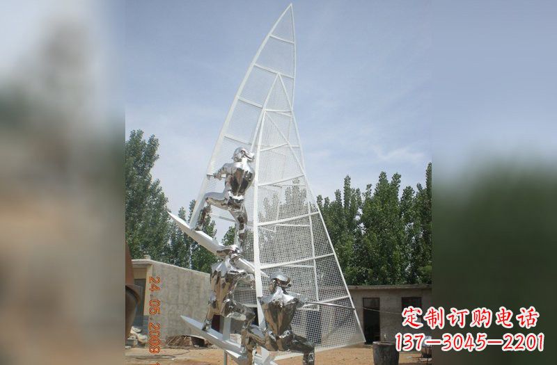济南不锈钢帆船雕塑精美的艺术品