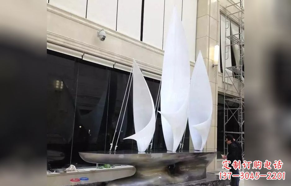 济南不锈钢帆船海洋迷人的雕塑