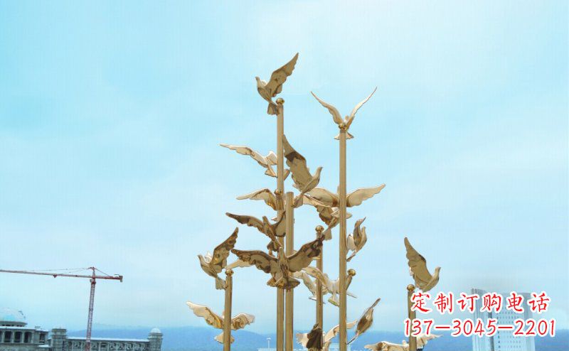 济南不锈钢飞翔的鸽子雕塑传递自由、和平的美好祝愿