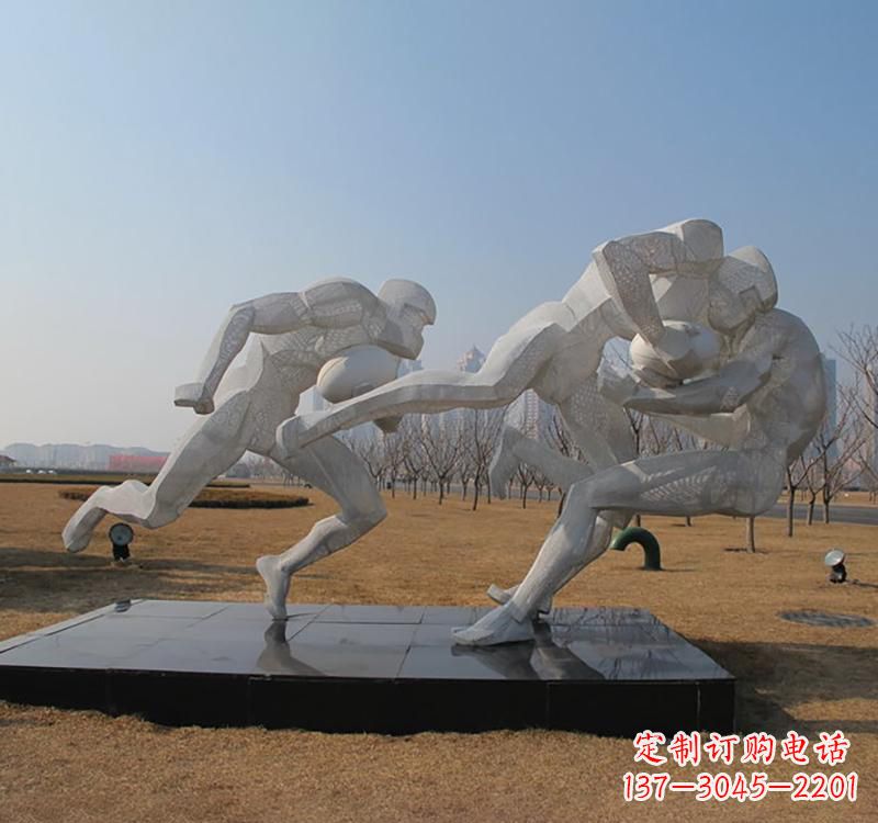 济南不锈钢橄榄球雕塑传承精神的象征