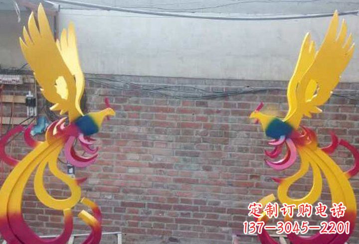 济南不锈钢公园彩色凤凰雕塑
