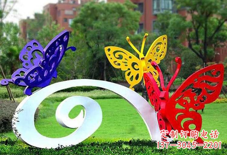 济南彩色蝴蝶雕塑,点亮不锈钢公园