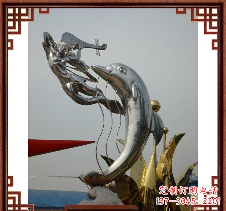 济南不锈钢海豚雕塑——美丽的海洋艺术