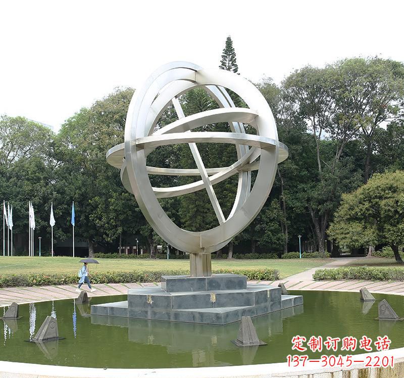 济南不锈钢地球仪雕塑把地球放在手中