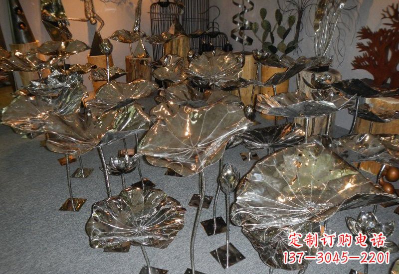 济南不锈钢荷叶雕塑——缔造美丽公园