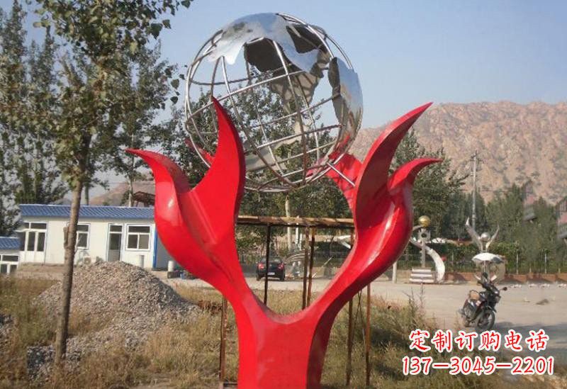 济南地球雕塑一座象征和平的不锈钢公园