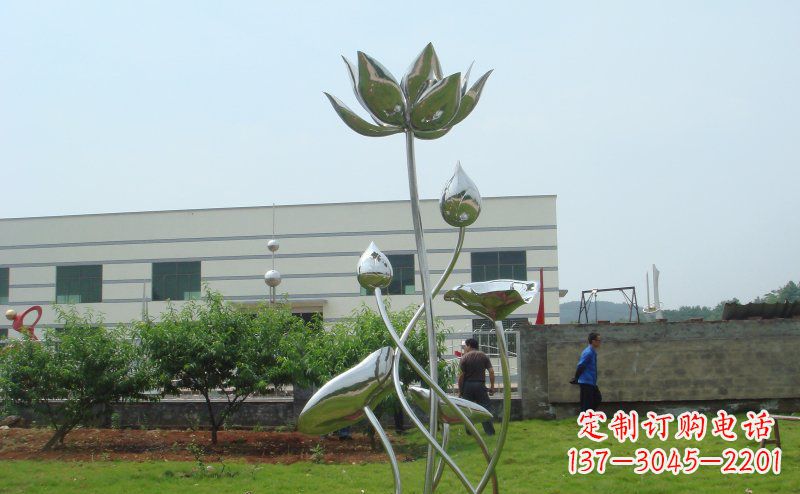 济南不锈钢公园荷花雕塑 (2)